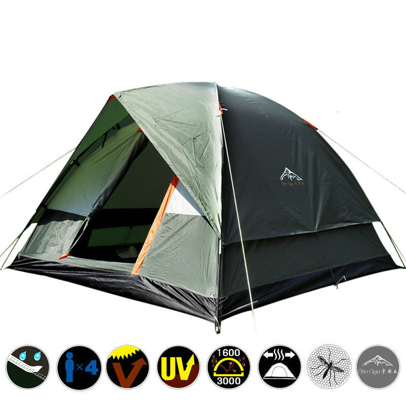 Cheap Goat Tents Waterproof Camping Hiking Fishing Tent Separated Dual Layer Travel Tent 4 Season Anti UV Beach Tent for 3 4 Person Family Tents 